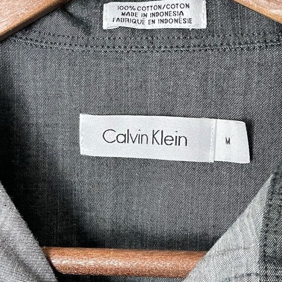 CALVIN Klein heathered grey long sleeve button down  top  size Medium - Picture 4 of 7